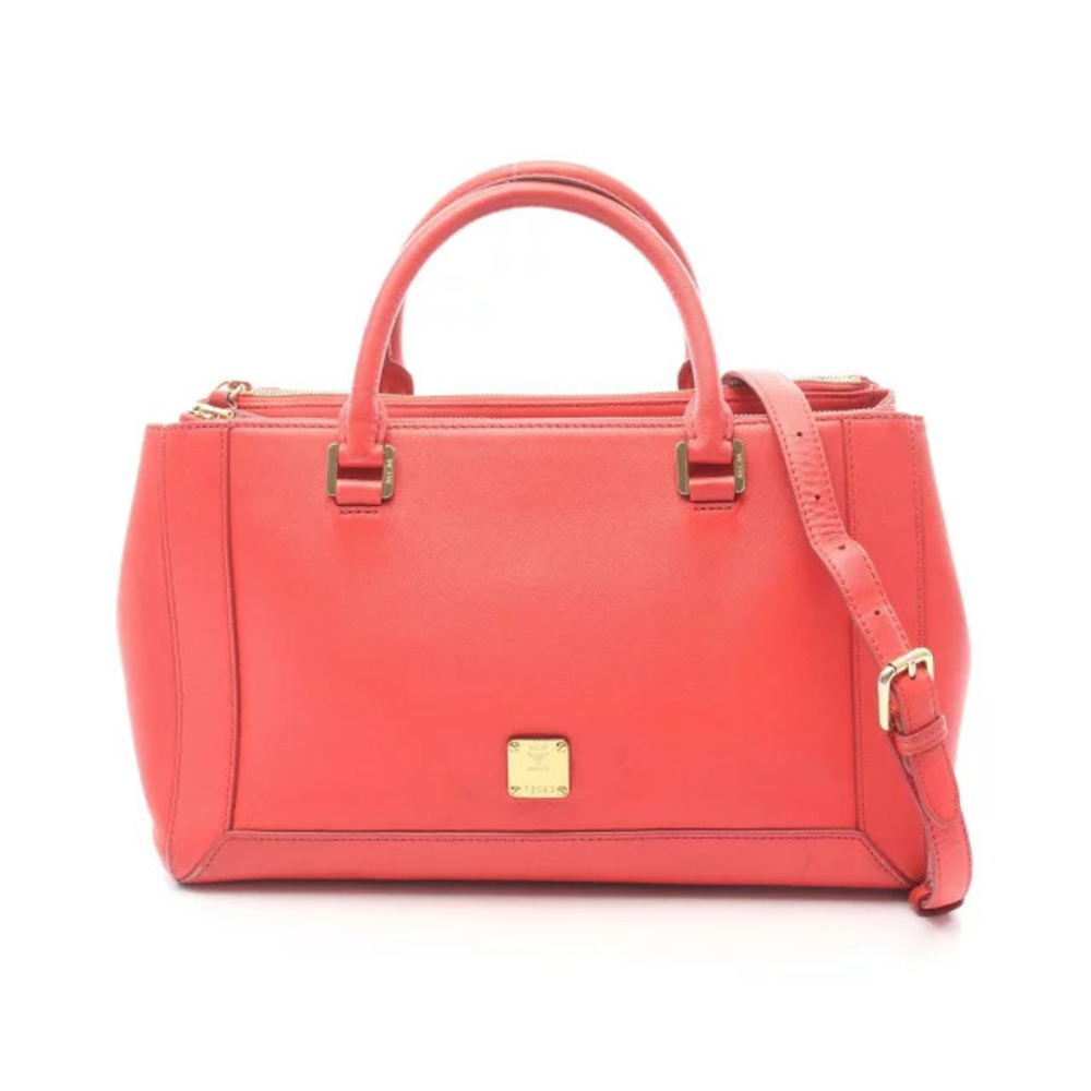 MCM Tote Bag Leather Red